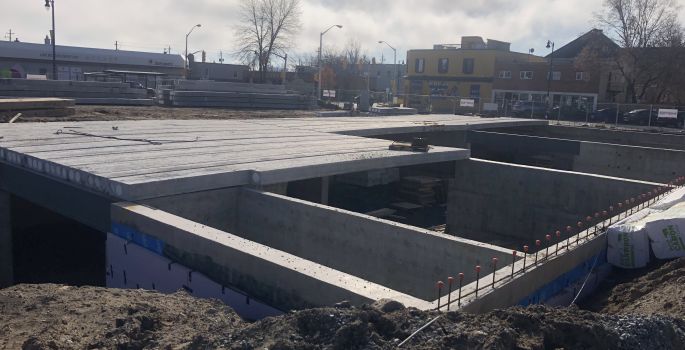 A building concrete foundation