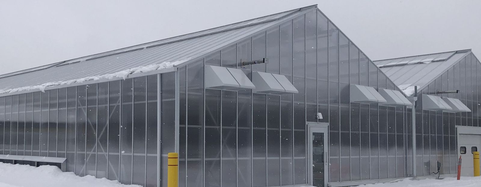 A greenhouse on a snowy day