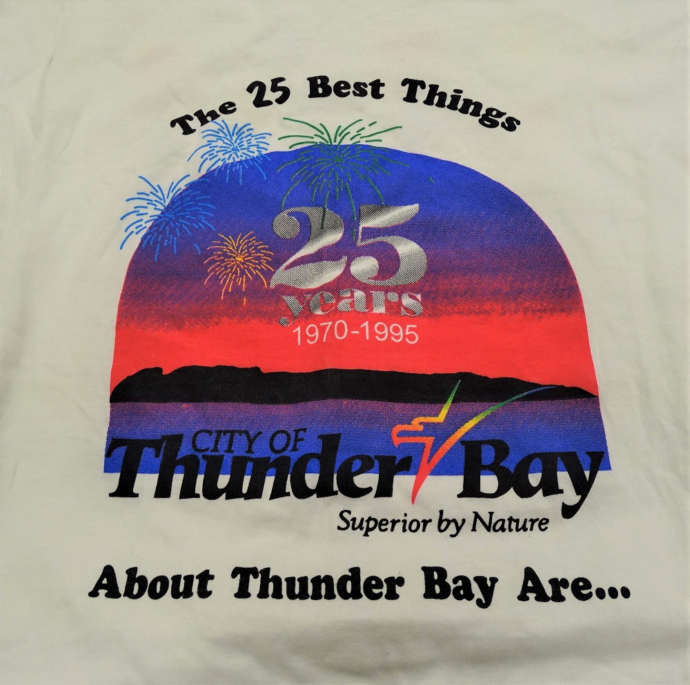 The 25 Best Things T-shirt Front graphic Close up with a sunset and fireworks