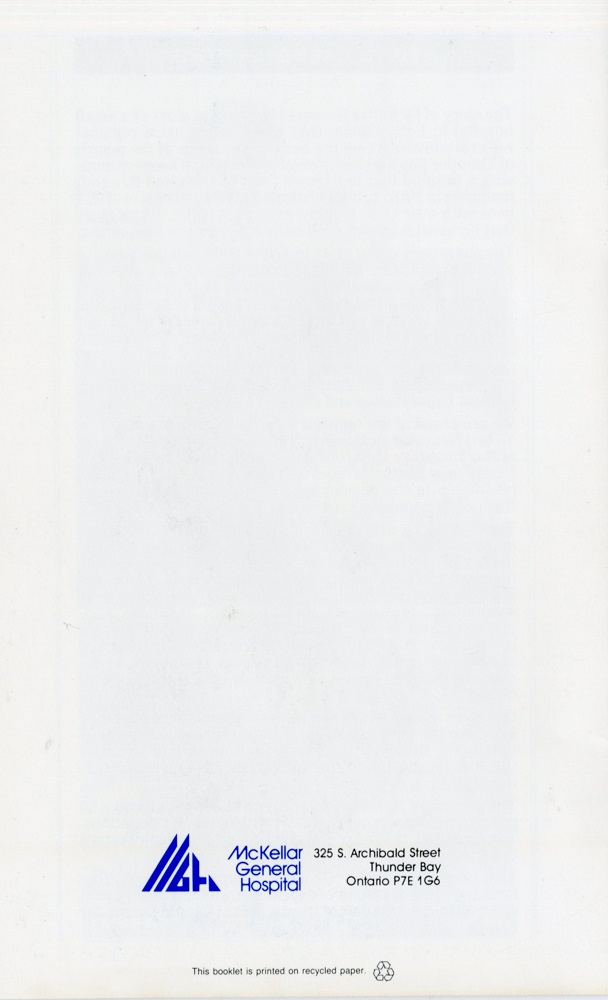 Thunder Bay Regional Hospital back of pamphlet