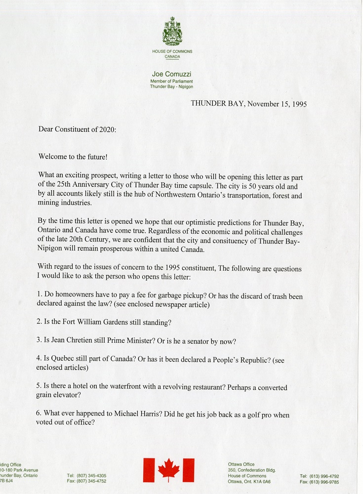 Joe Comuzzi letter