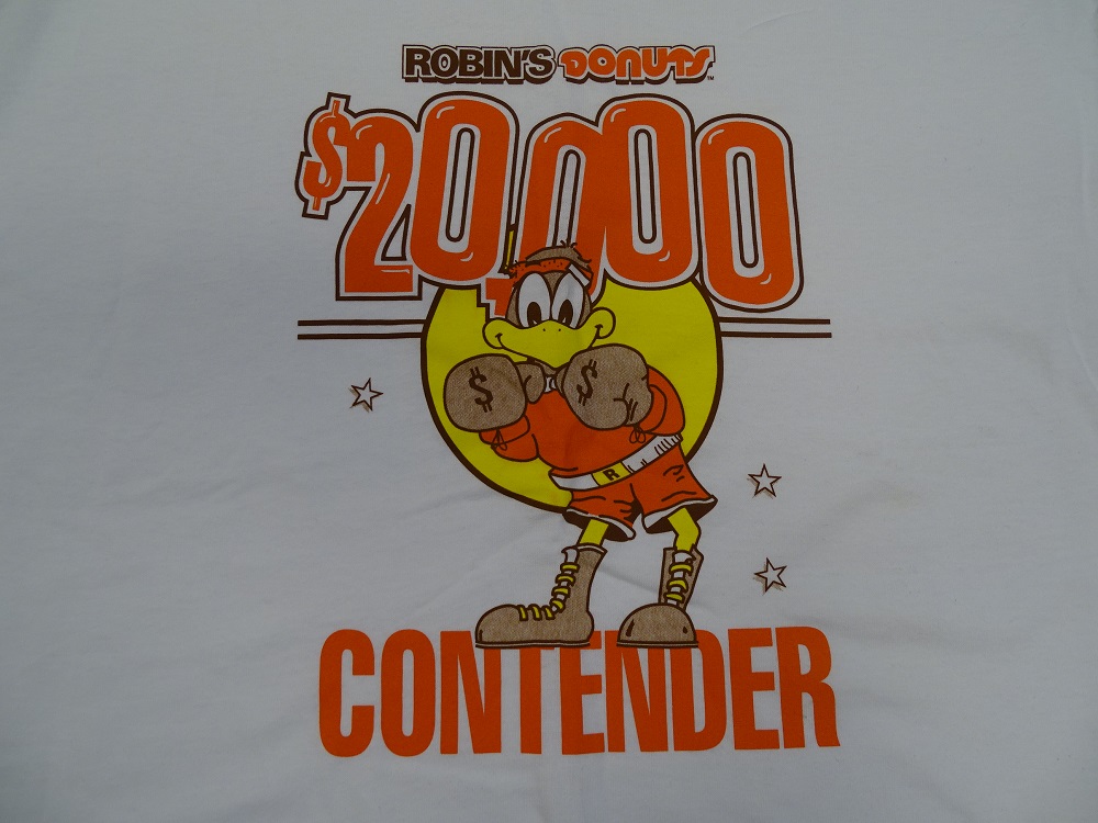 Robin's Donuts T-Shirt Close up of mascot