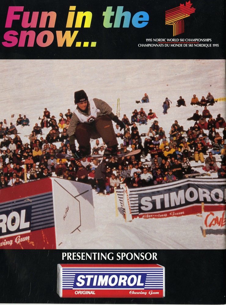 Nordic Winter Games booklet showing a snowboarder and audience