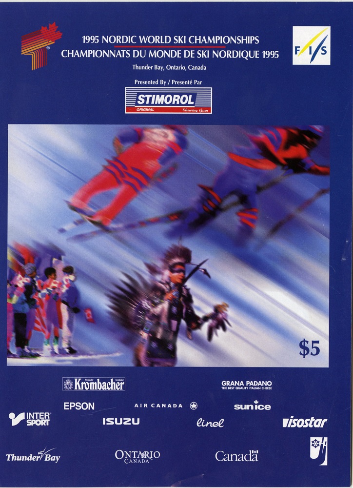 Nordic Winter Games Booklet cover showing a skier and person in native dress