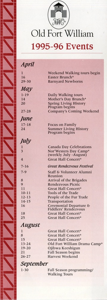 Old Fort William list of Events