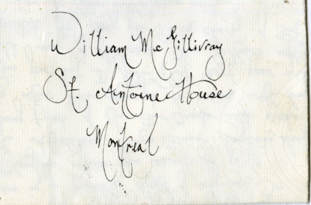 Old Fort William - William McGillvary letter envelope