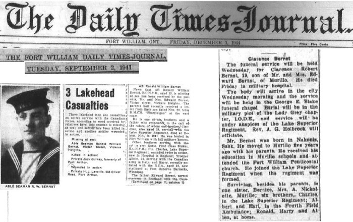 Notices of Death for Rose Alice Louise Bernst's Two Sons