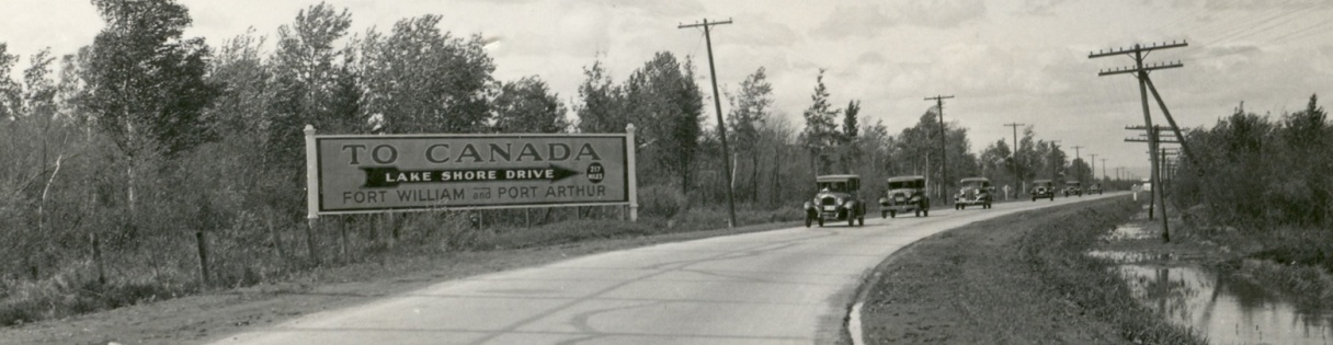 Historic photo of Fort William and Port Arthur Sign