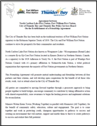 North Caribou Lake Friendship Agreement document