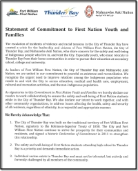 Commitment to First Nation Youth and Families document