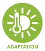 Climate Adaptation working group icon with thermometer and sun