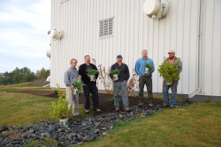 staff at barepoint water treatment facility planting new rain garden