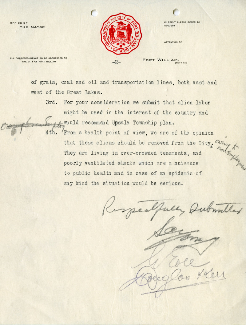 Enemy aliens committee recommendation letter