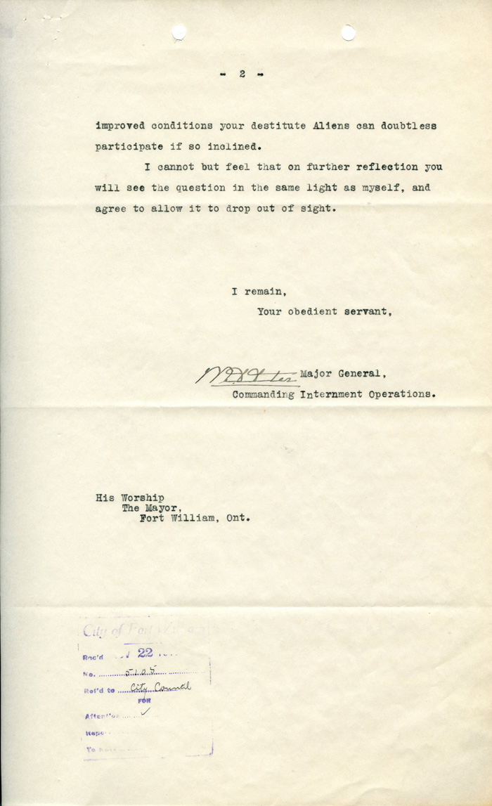 Enemy alien funding withdrawal letter