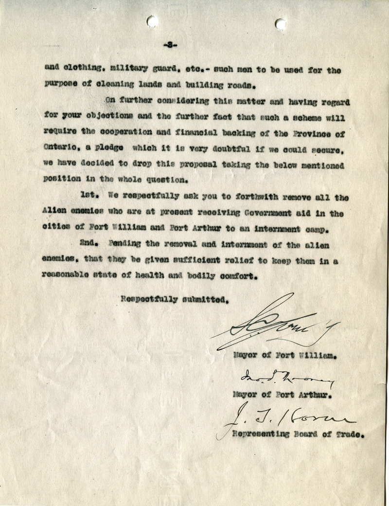 Enemy alien internment letter