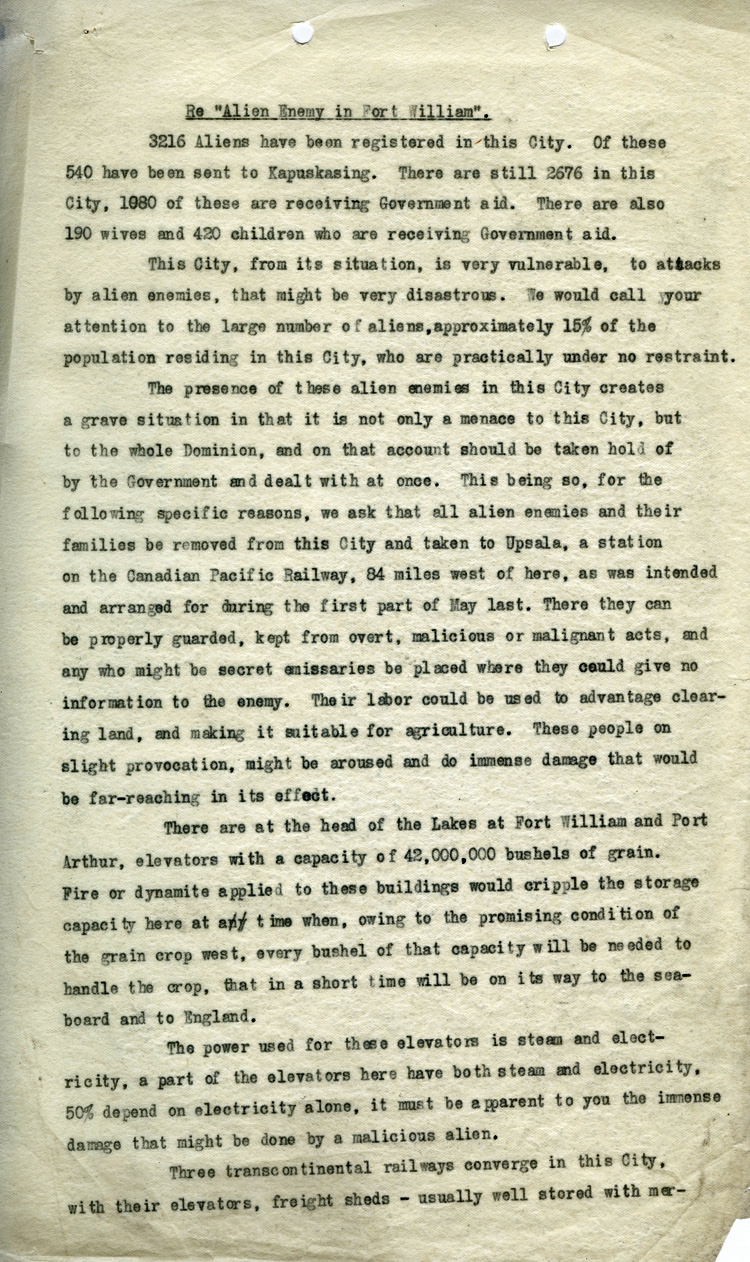 Enemy aliens request and information letter