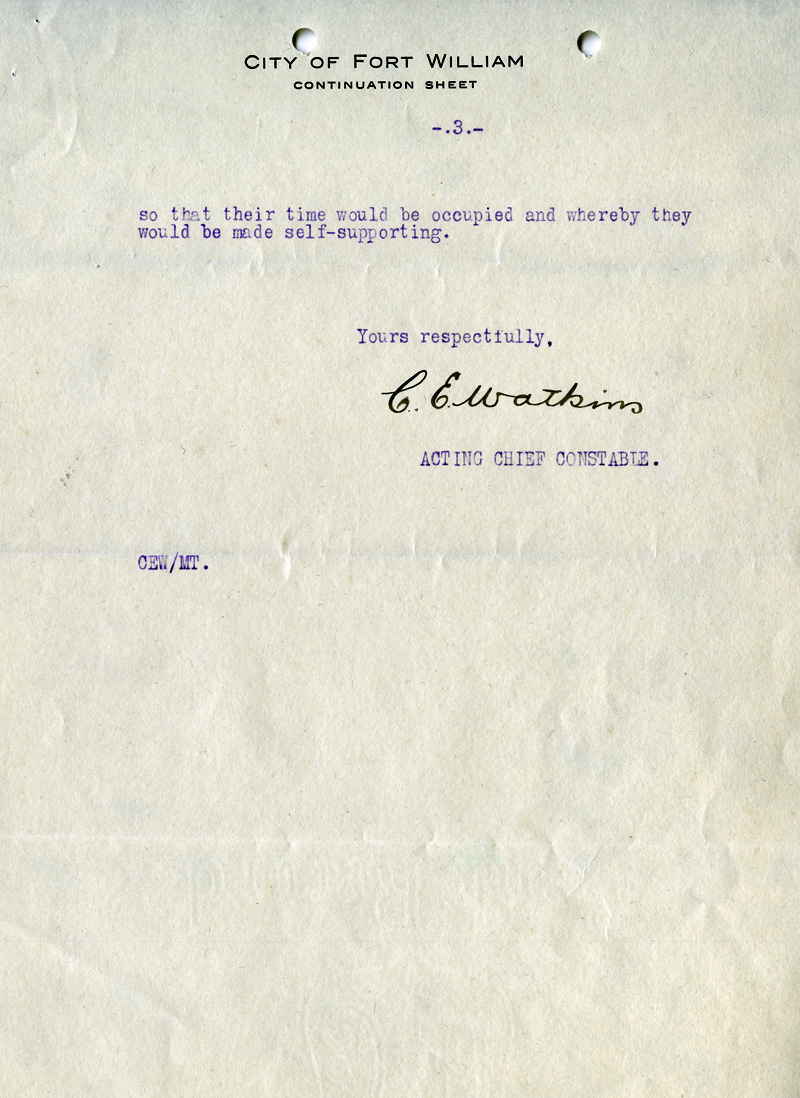 Constable's response to committee letter