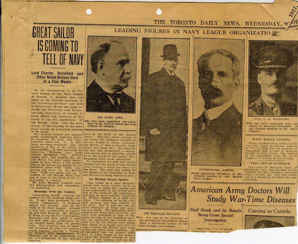 Navy League of Canada newspaper clipping