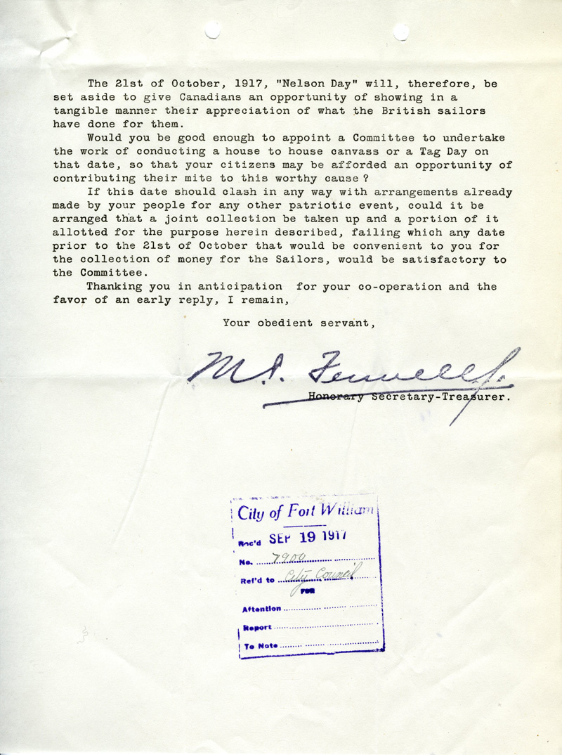 Navy League of Canada letter