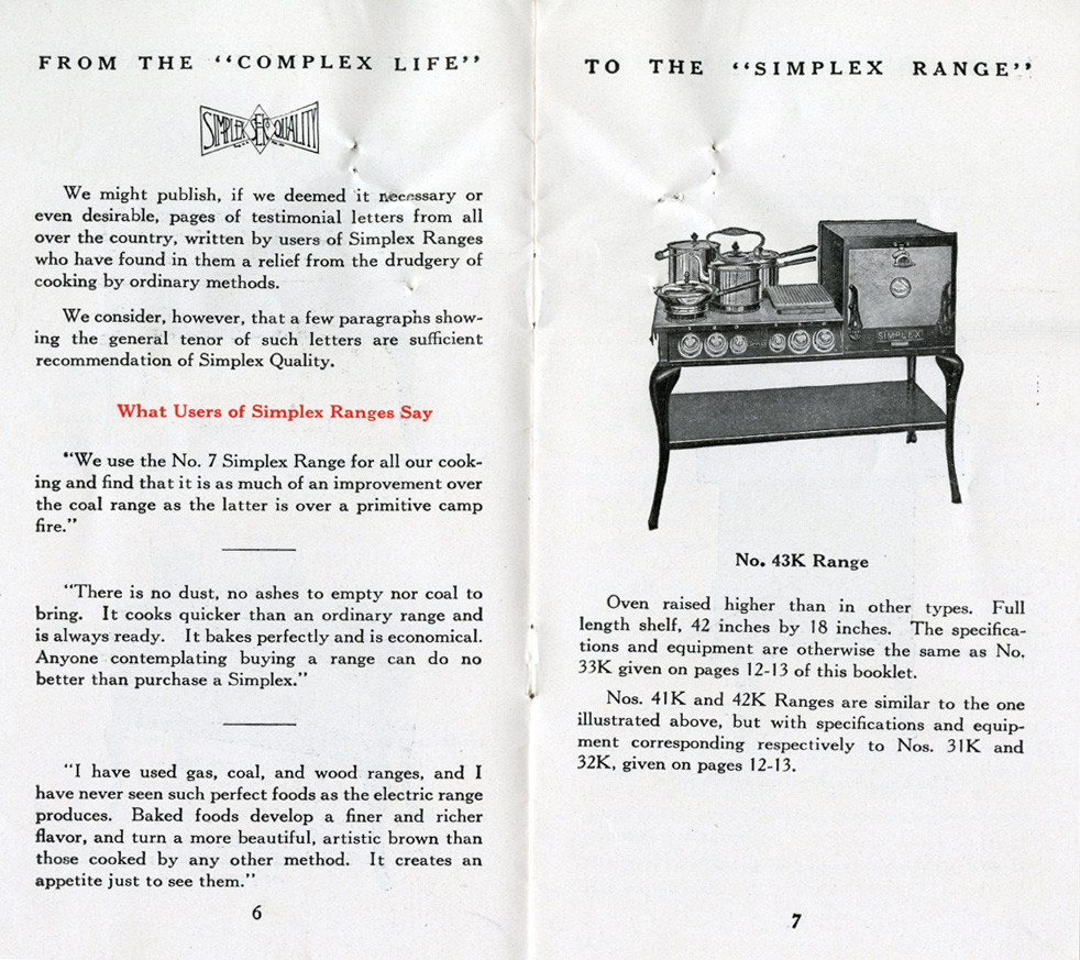 Advertisement for Simplex Electric Ranges