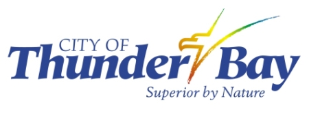 City of Thunder Bay Logo reads "City of Thunder Bay, Superior by Nature" in blue text over white background