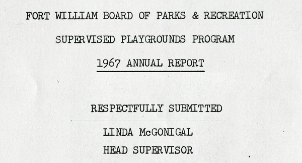A typed document showcasing the front page of the 1967 annual parks report 