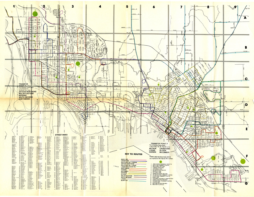 A map depicting transit routes for the City of Thunder Bay 