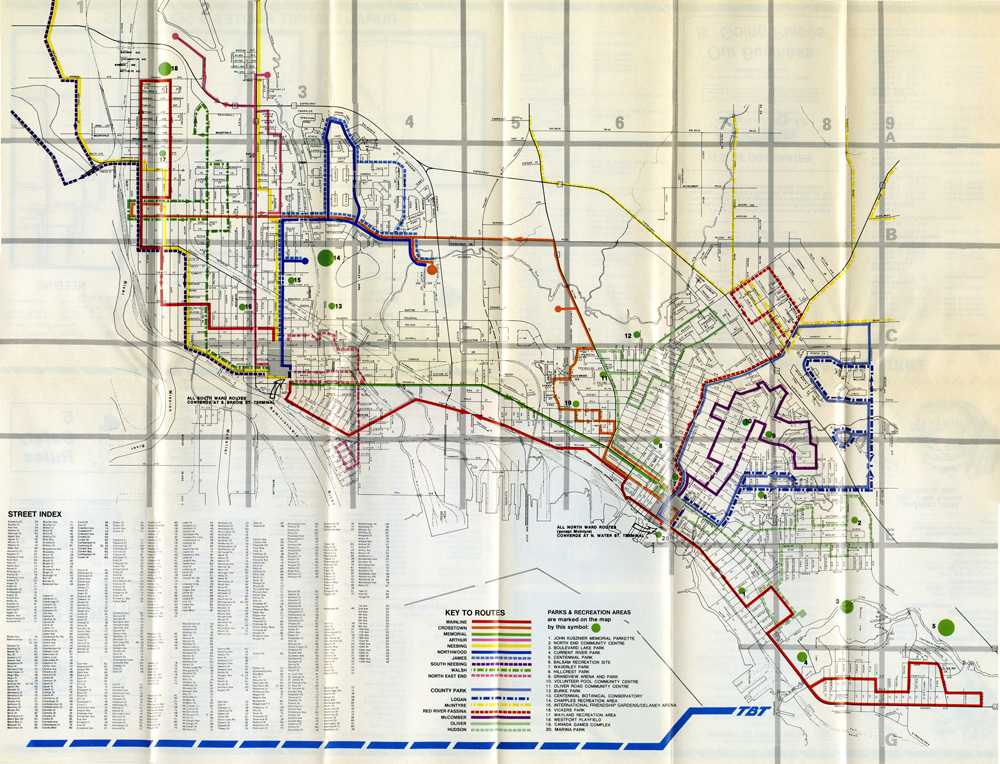 A map depicting transit routes for the City of Thunder Bay