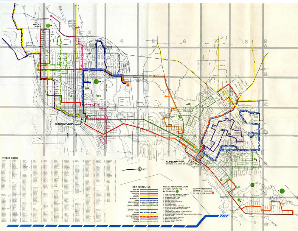 A map depicting transit routes for the City of Thunder Bay