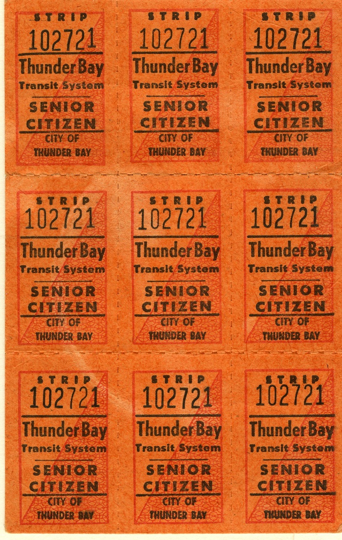 An orange sheet of senior citizen designated tickets