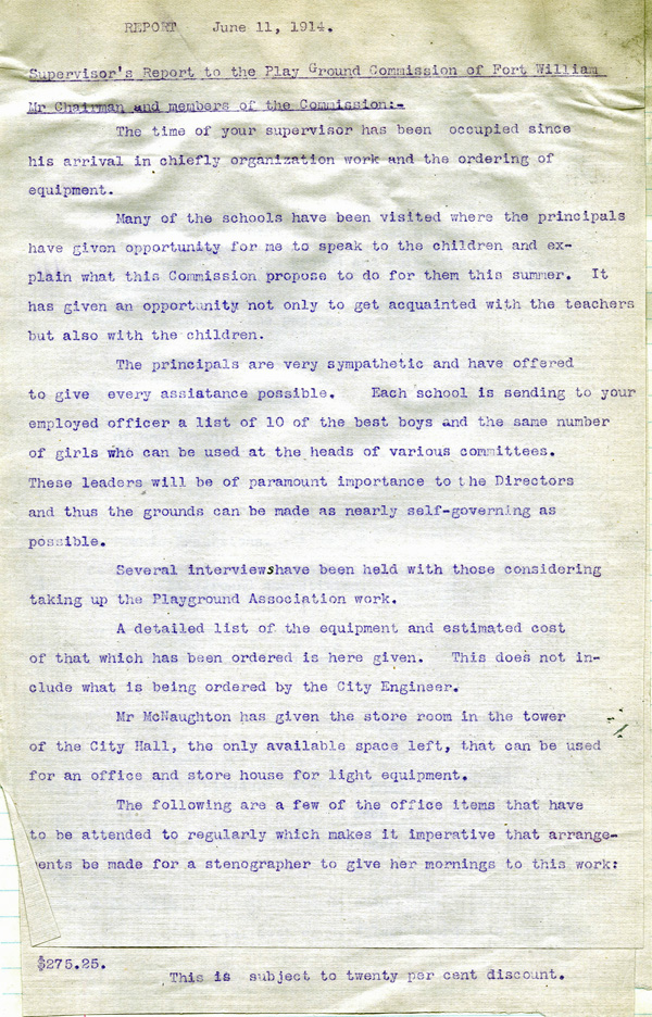 A typed document detailing the meeting minutes for the Board of Parks