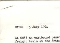 A typed document with the date 15 July 1974 at the top
