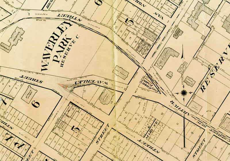 A map of the location of Waverley Park and surrounding area