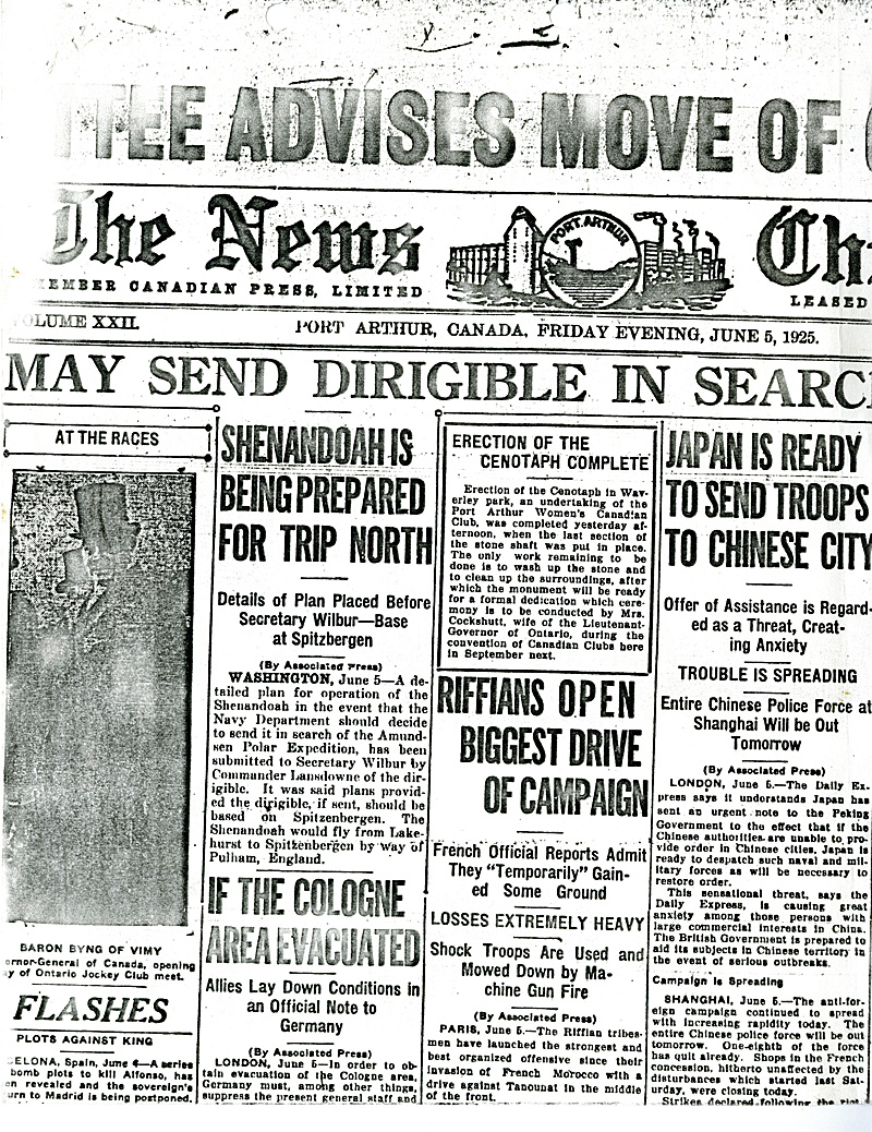 A newspaper article detailing the erection of the Cenotaph