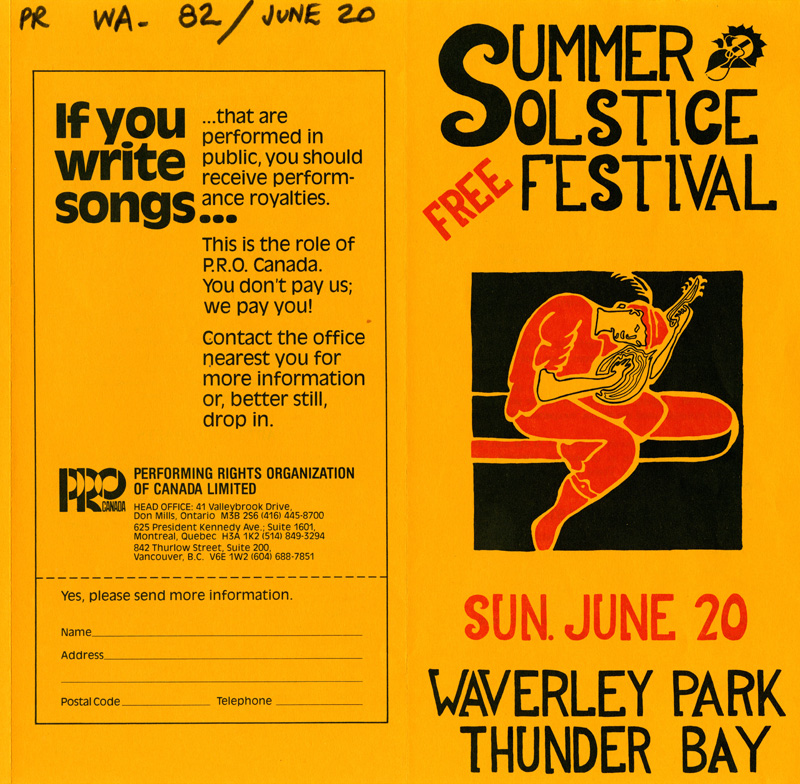 A cover page done on yellow paper with a person playing an instrument 