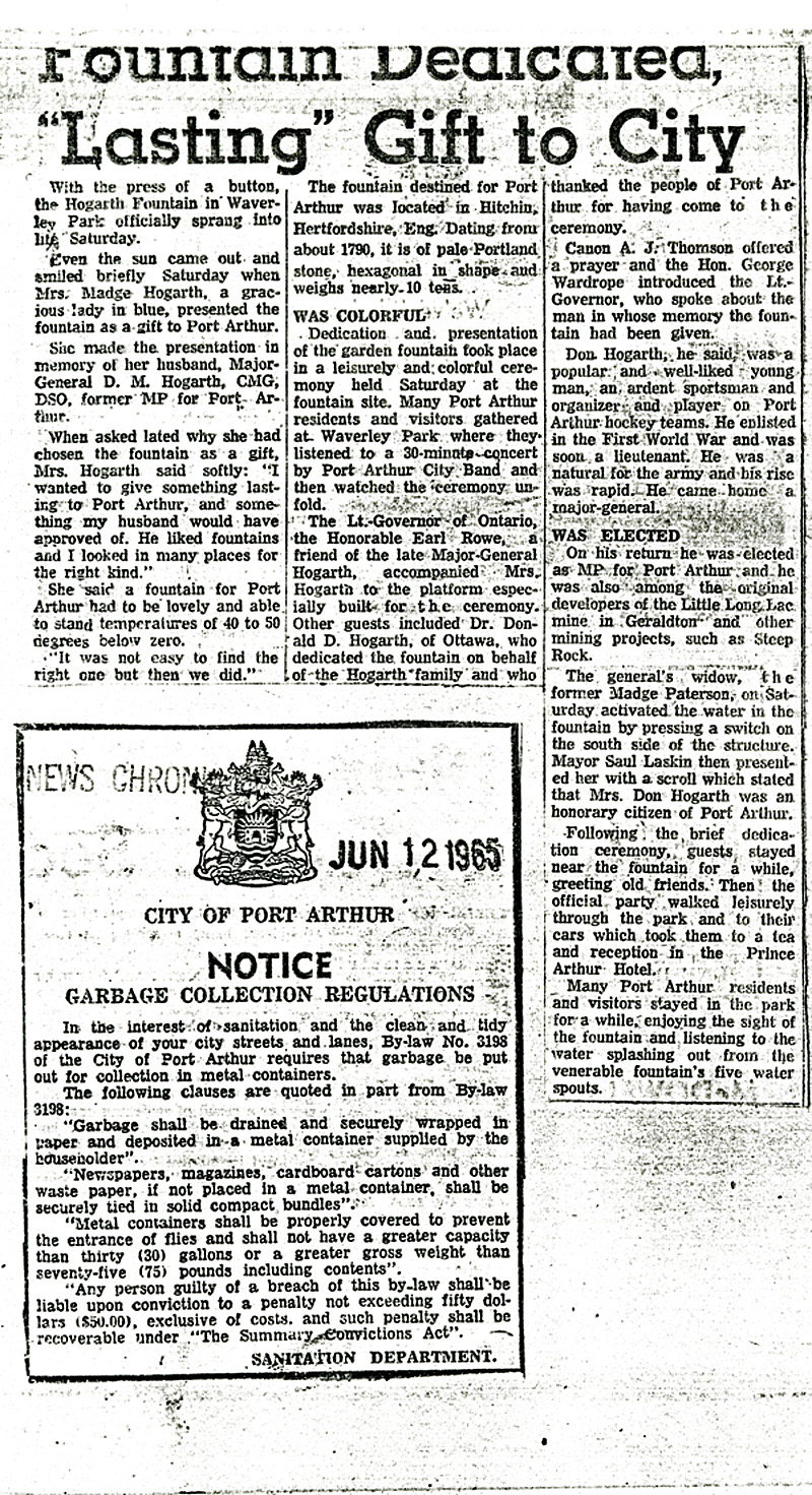A newspaper article goes into detail about the Hogarth family 
