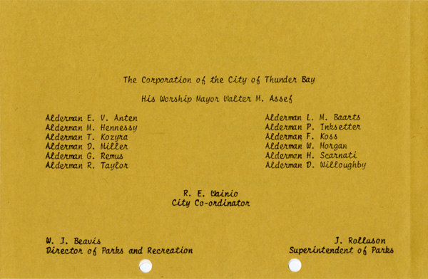 A yellow paper with typed writing detailing the days events