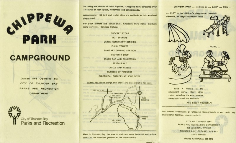 A brochure printed on beige paper with black typed writing