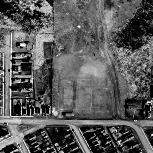 An aerial photogrpah of the Frank Charry Park and surrounding area