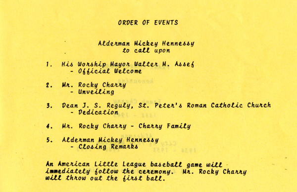 A beige paper with typed writing detailing the days events