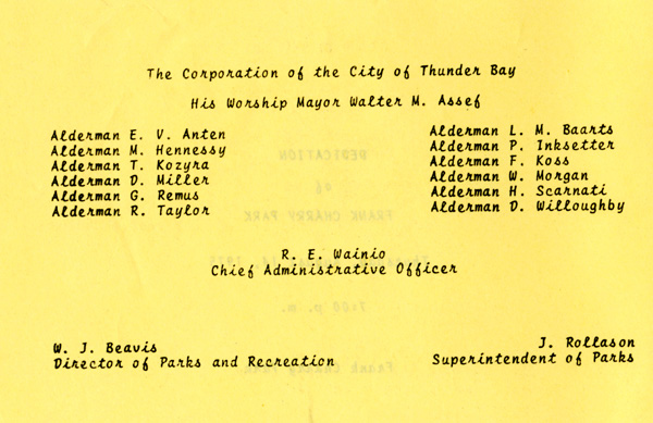 A beige paper with typed writing detailing the days events