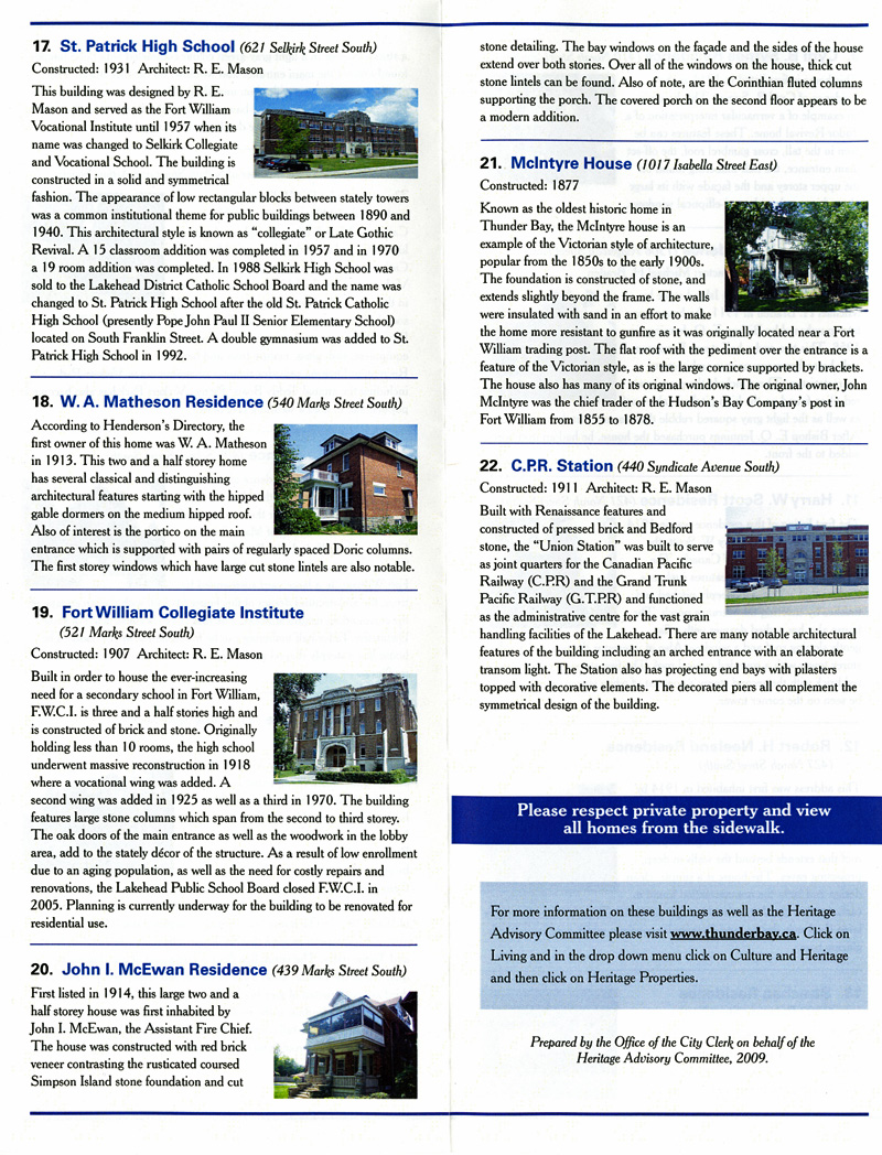A pamphlet with photographs of houses as well as typed words and maps