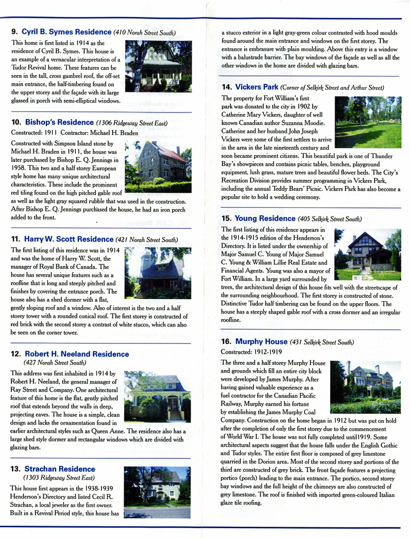 A pamphlet with photographs of houses as well as typed words and maps