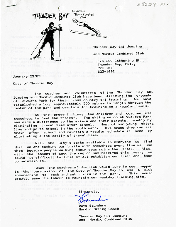 A typed document with a drawn photo of two skiiers in motion