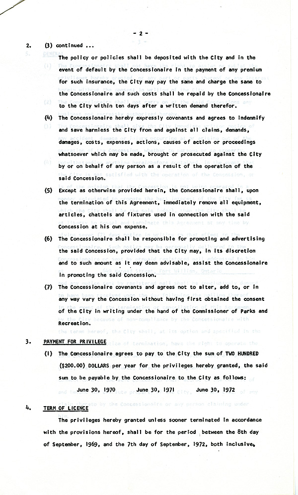 A typed document detailing the agreement for mini golf 