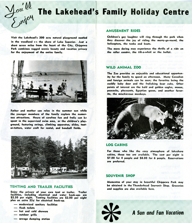 A brochure detailing the activties at Chippewa Park