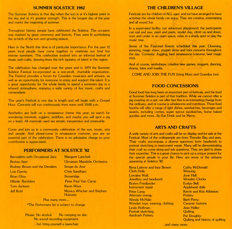 A pamphlet done on yellow paper with typed black writing
