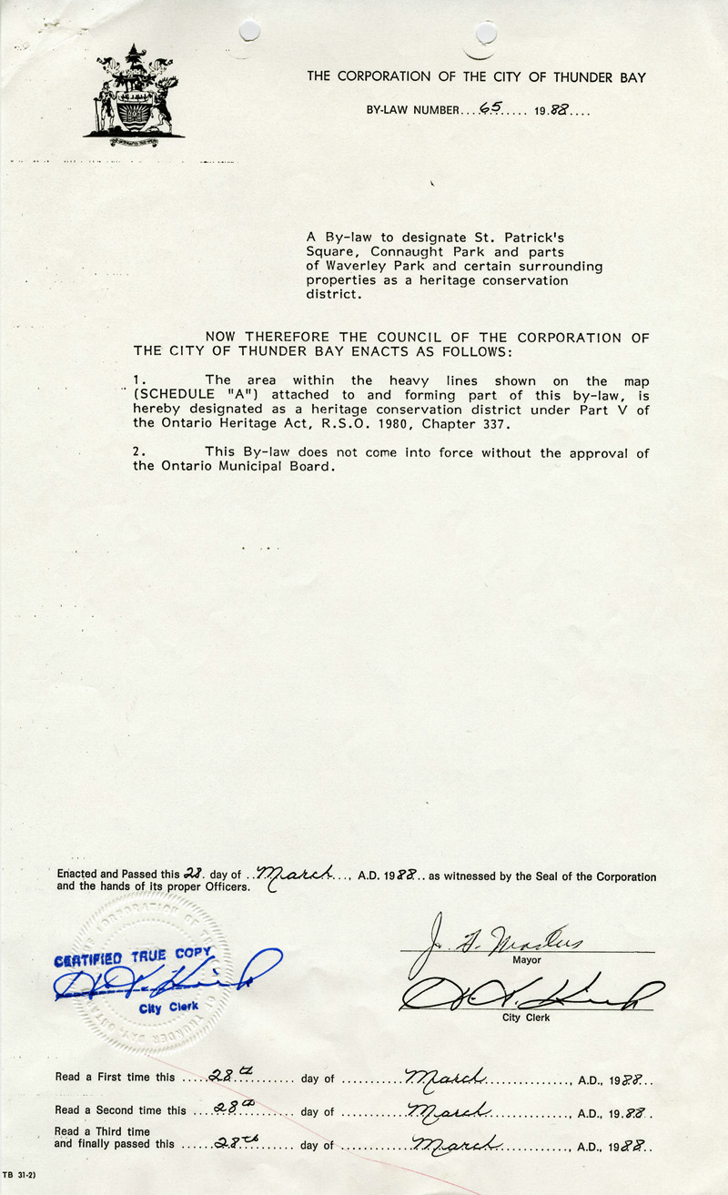 A typed document with a City crest on a white paper 