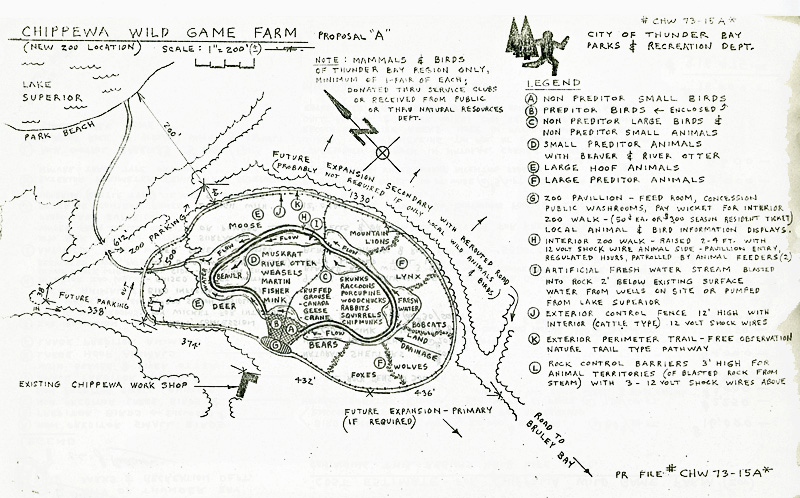 A hand drawn map laying out the view of the park with writing around