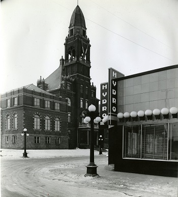 large building made of brick with a middle spire